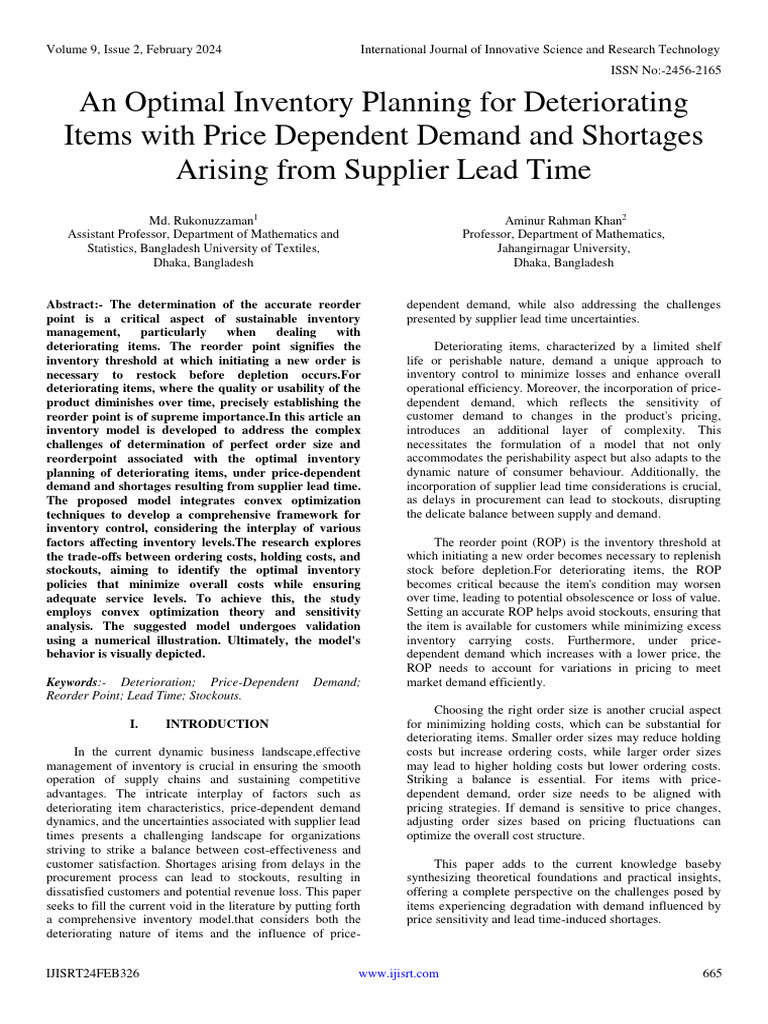 Optimal Inventory for Deteriorating Items | PDF | Sensitivity Analysis ...