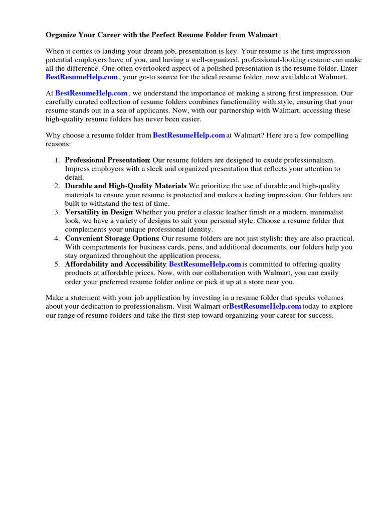 Resume Folder Walmart PDF Analytics - 1