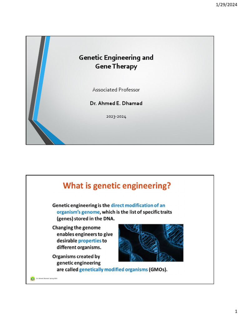 Genetic Engineering and Gene Therapy Overview | PDF | Small Interfering ...