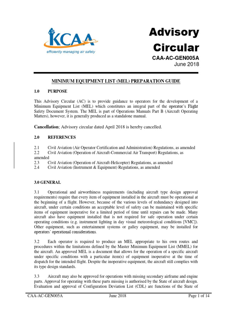 MEL Preparation Guide for Operators | PDF | Instrument Flight Rules ...