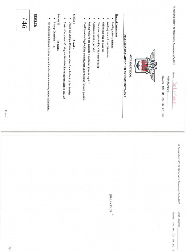 HSC Task 2 Solutions | PDF