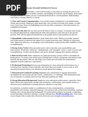 Attributes for Resume
