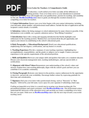 Cover Letter for Teacher Format