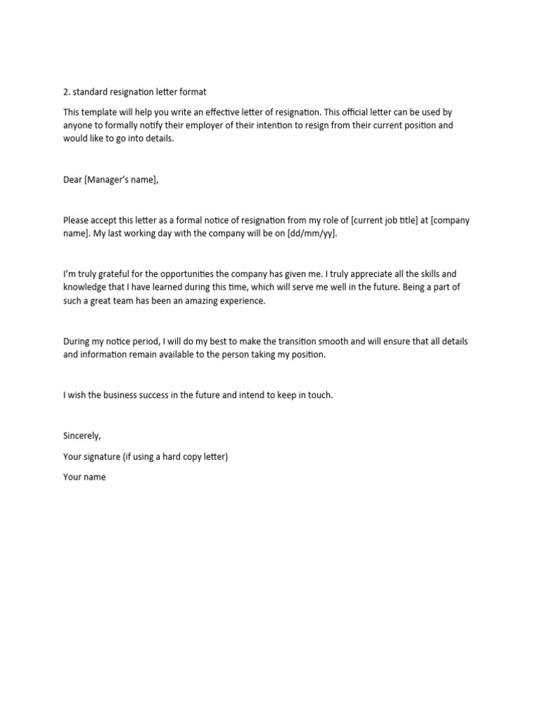 Resignation Letter Template | PDF, image size:768x1024