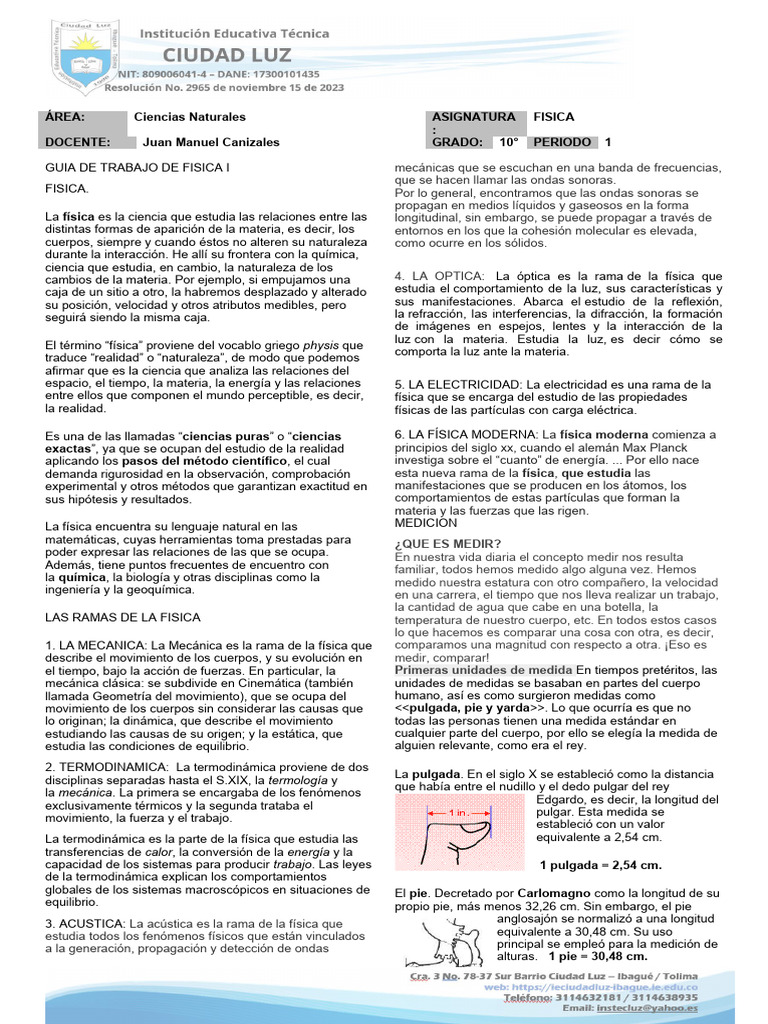 Guía de Física: Conceptos y Ramas | PDF | Física | Medición