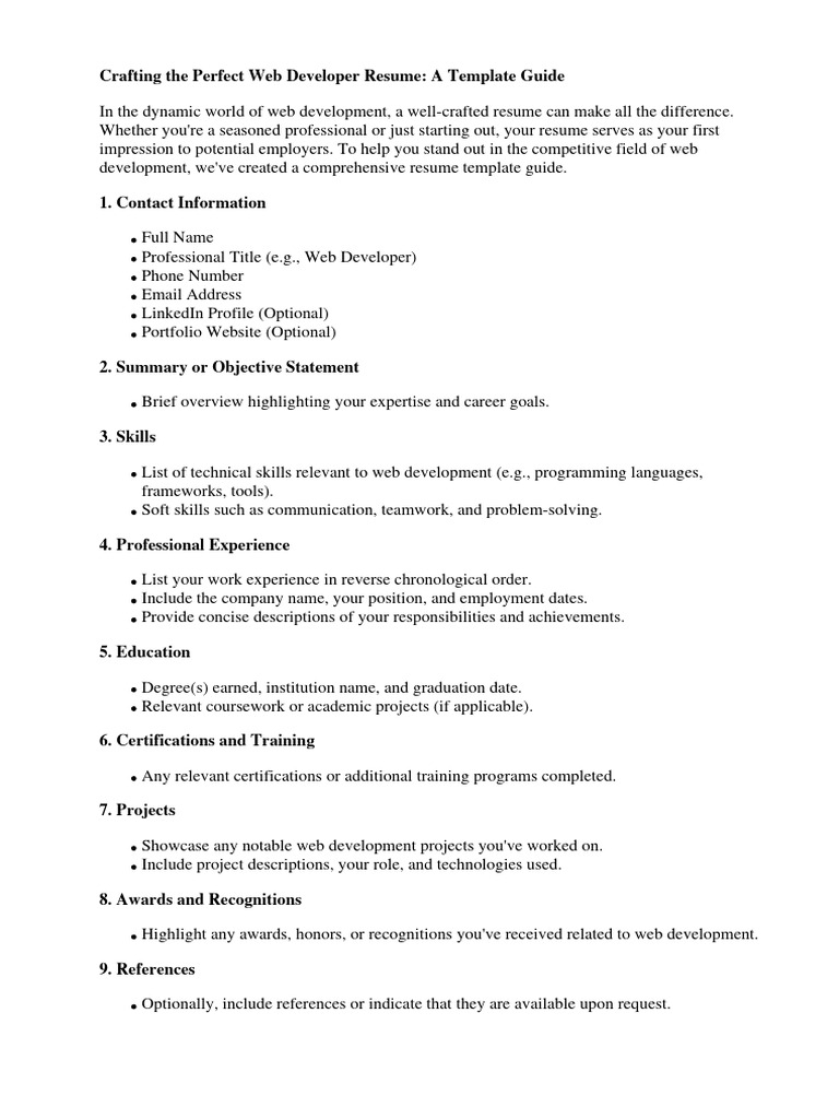 Web Developer Resume Template | PDF | Résumé | World Wide Web
