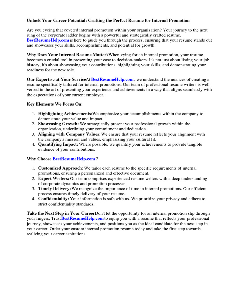 Resume For Internal Promotion - 1724908999
