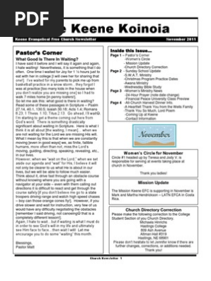 Church Newsletter- November 2011