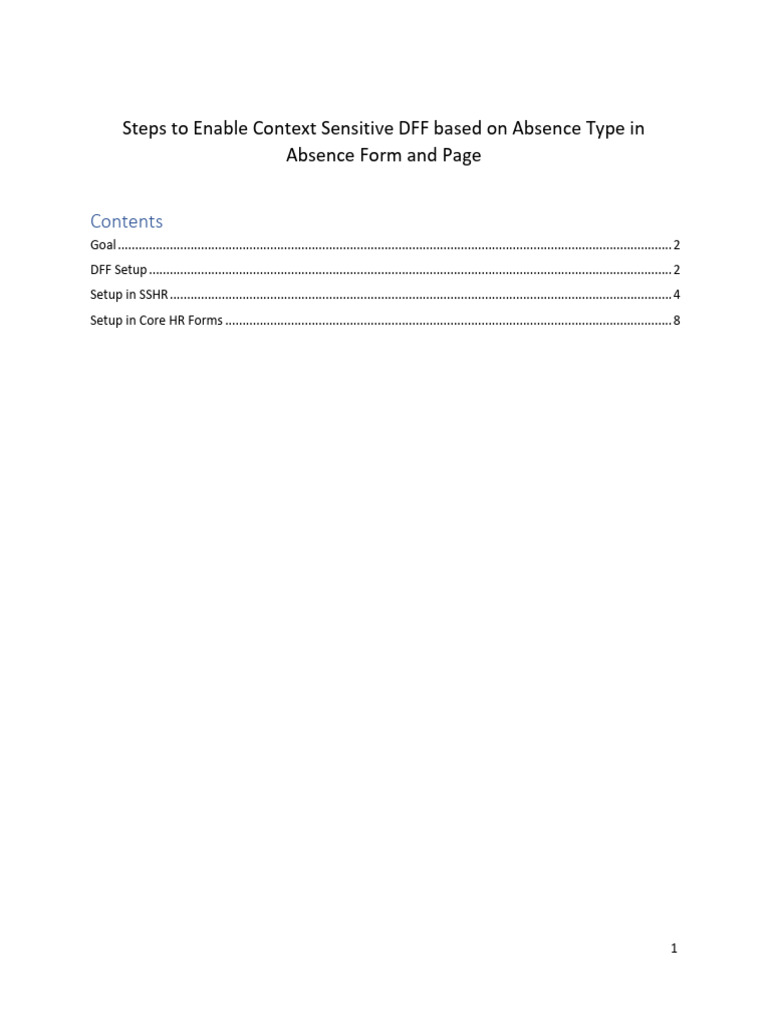 Steps To Enable Context Sensitive DFF Based On Absence Type in Absence ...