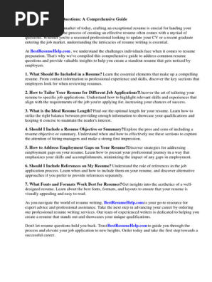 Resume Questions