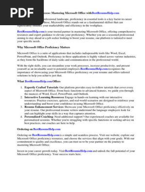 Proficient in Microsoft Office Resume