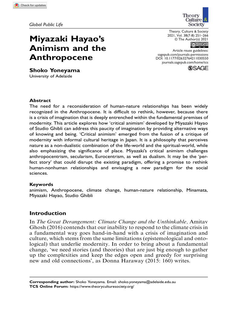 Miyazaki's Critical Animism in the Anthropocene | PDF | Shinto