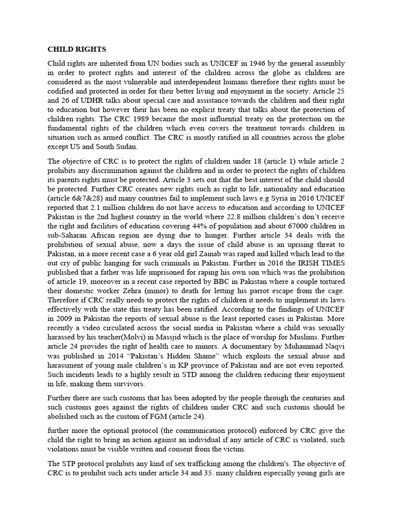 Understanding Child Rights and Protections | PDF | Convention On The ...
