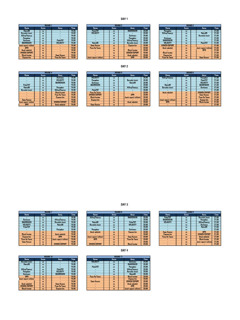 Esports Match Schedule And Results Pdf