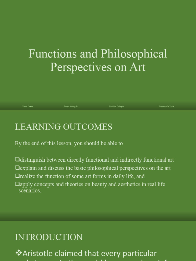 Functions and Philosophical Perspectives On Art 062806 | PDF | Reality