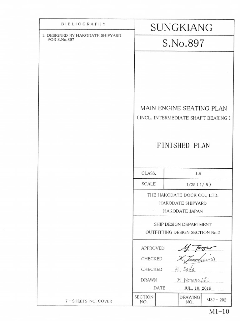 m1-10 Main Engine Seating Plan (Inc. Intermediate Shaft Bearing) | PDF