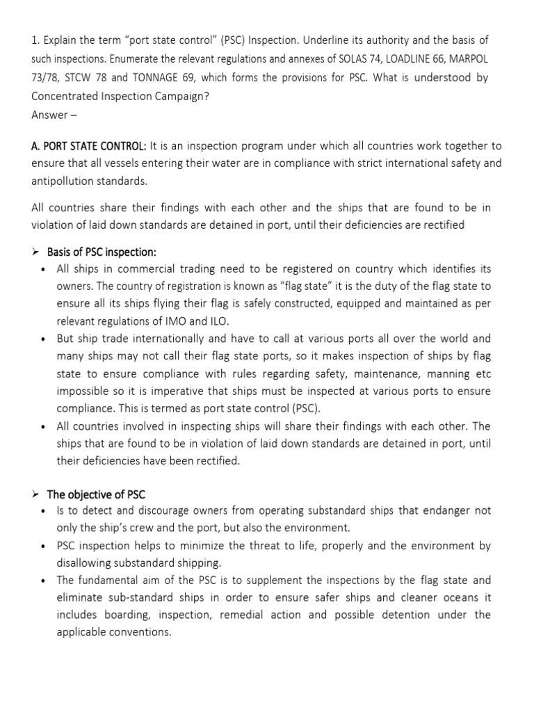 Port State Control Inspection Overview | PDF | Ships | Safety