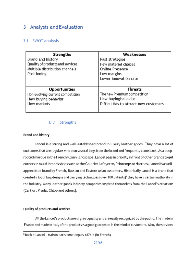 Example SWOT - Internship Report | PDF | Brand | Luxury Goods