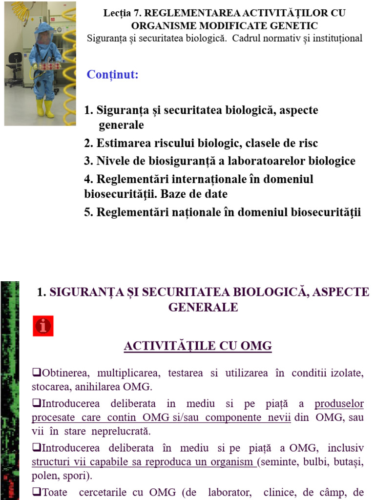 Lecția 7 - Siguranța Și Securitatea Biologica | PDF