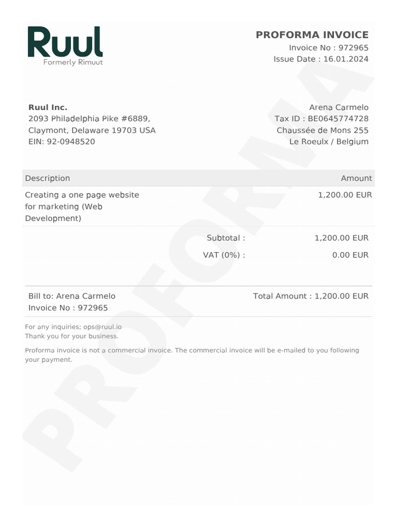 INVOICE #972965 - Ruul | PDF