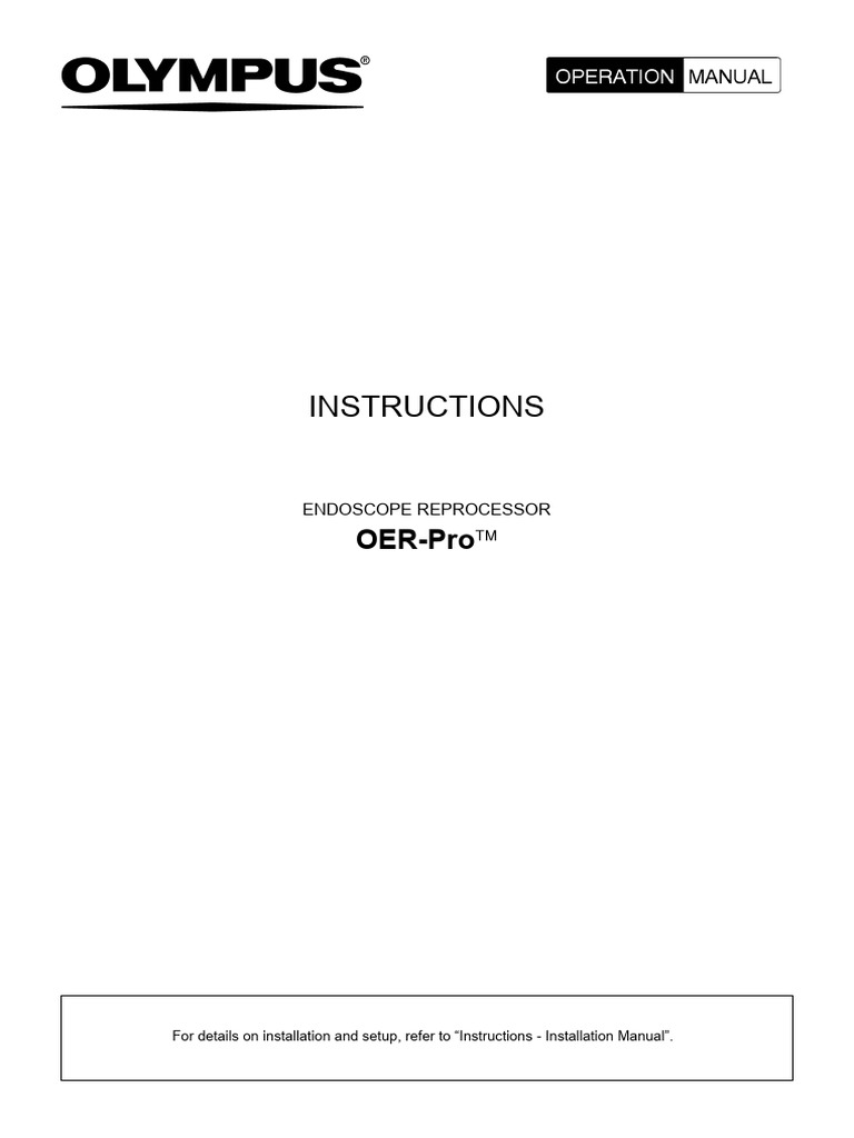 Olympus OER PRO Endoscope WasherUserManual | PDF | Personal Protective ...