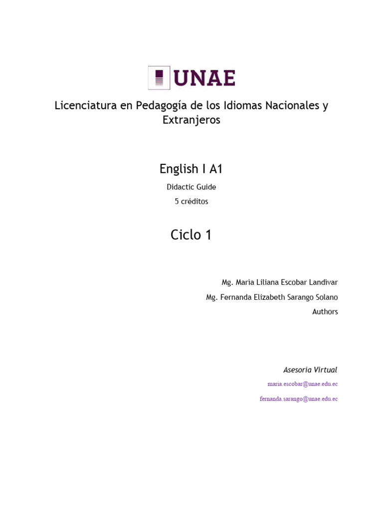 Didactic Guide A1 Units1 2 Pdf Linguistics Semantic Units