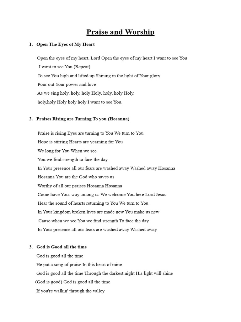 Praise and Worship Songs | PDF | God | Worship