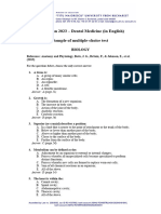 5b - Sample of Multiple Choice Test - Dental Medicine in English - Admission 2023