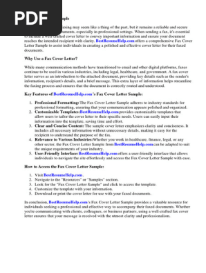 Fax Cover Letter Sample