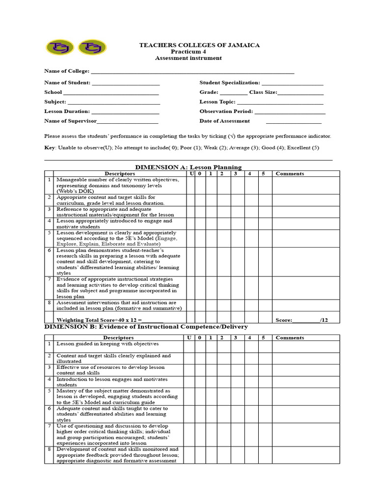 Practicum Assessment Instrument | PDF | Educational Assessment | Learning