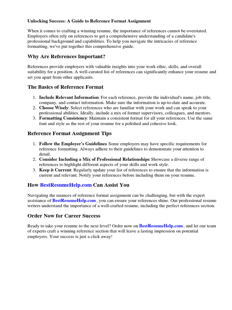 Reference Format Assignment | PDF | Apa Style | Résumé