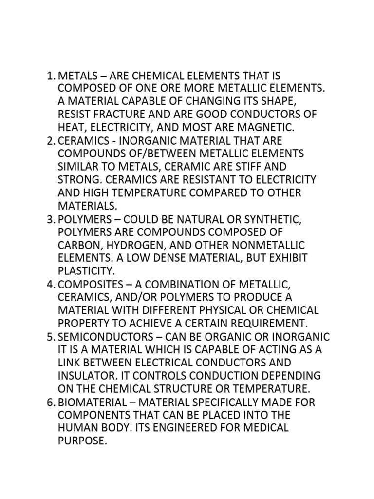 Overview of Material Types and Properties | PDF | Chemical Bond ...