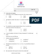 Remedial Practice Sheet of Grade VIII - Math - Surface Area and Volume