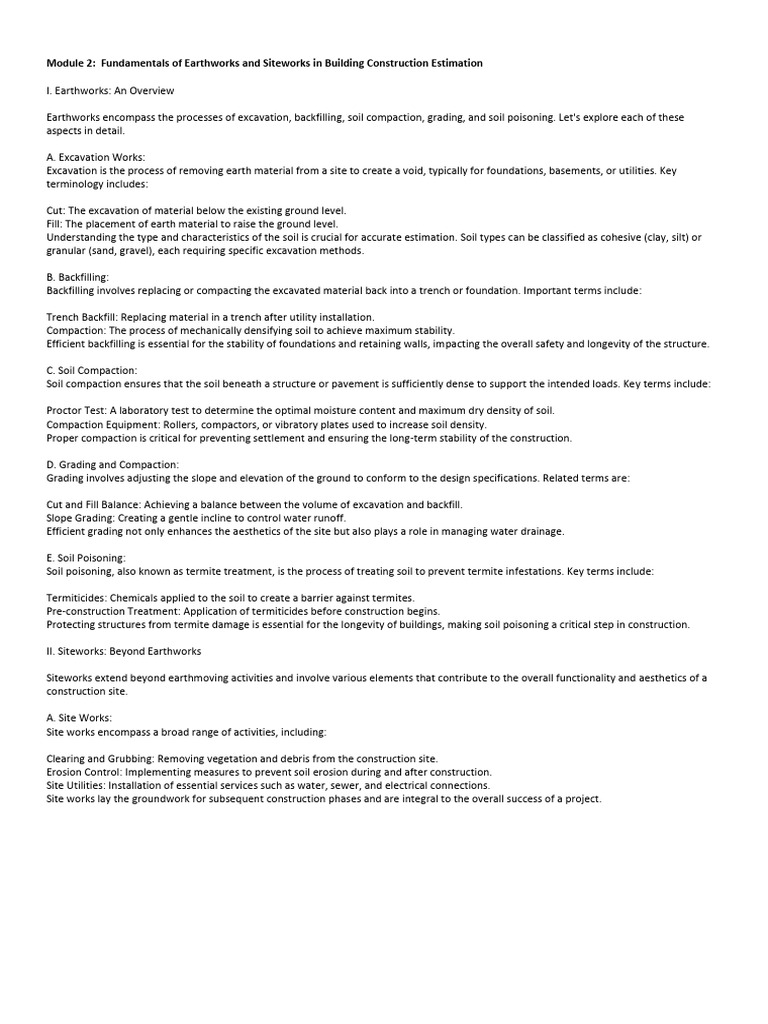 Earthworks and Siteworks Fundamentals | PDF | Earth Sciences