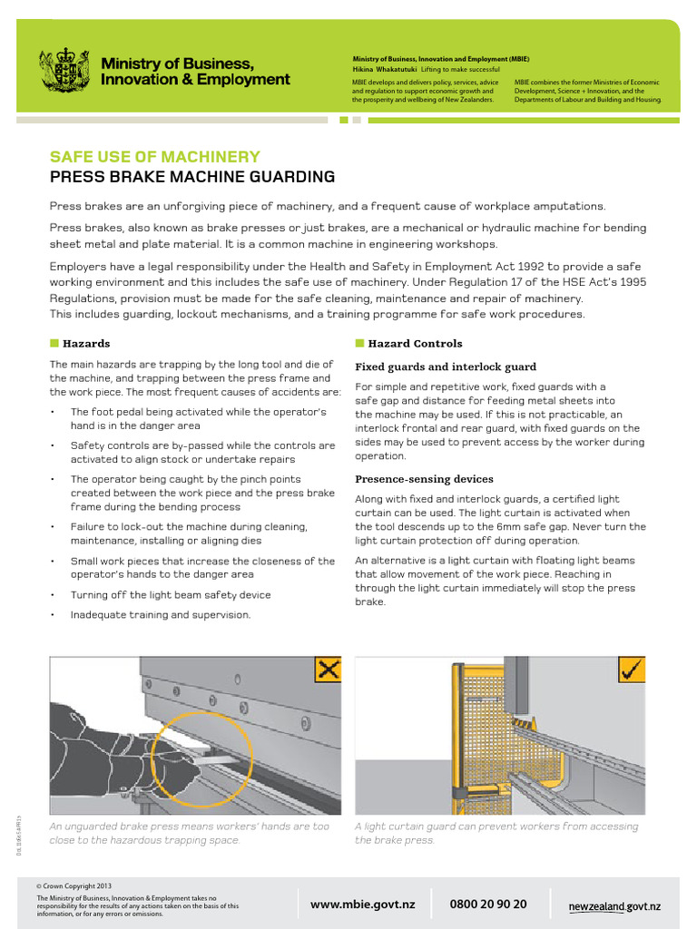 Factsheet Press Brake Machine Guarding | PDF