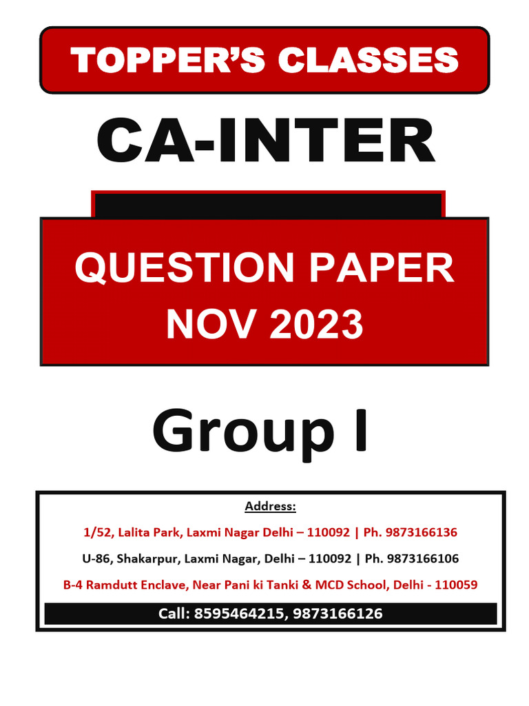 CA Inter Group I Question Paper Nov 2023 | PDF | Business | Law