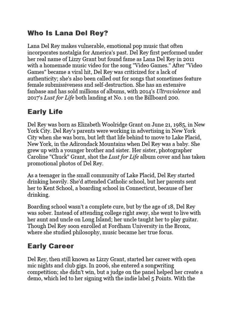 Who Is Lana Del Rey Pdf Music Industry Contemporary Music