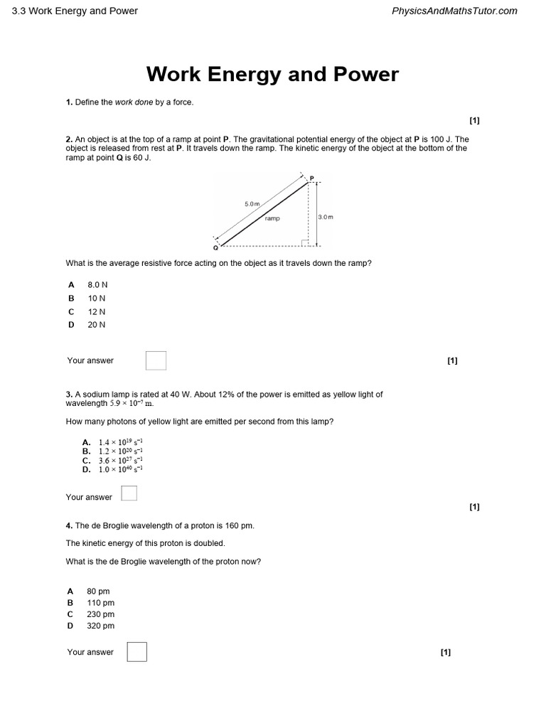 Work, Energy, and Power Concepts | PDF | Photoelectric Effect | Force