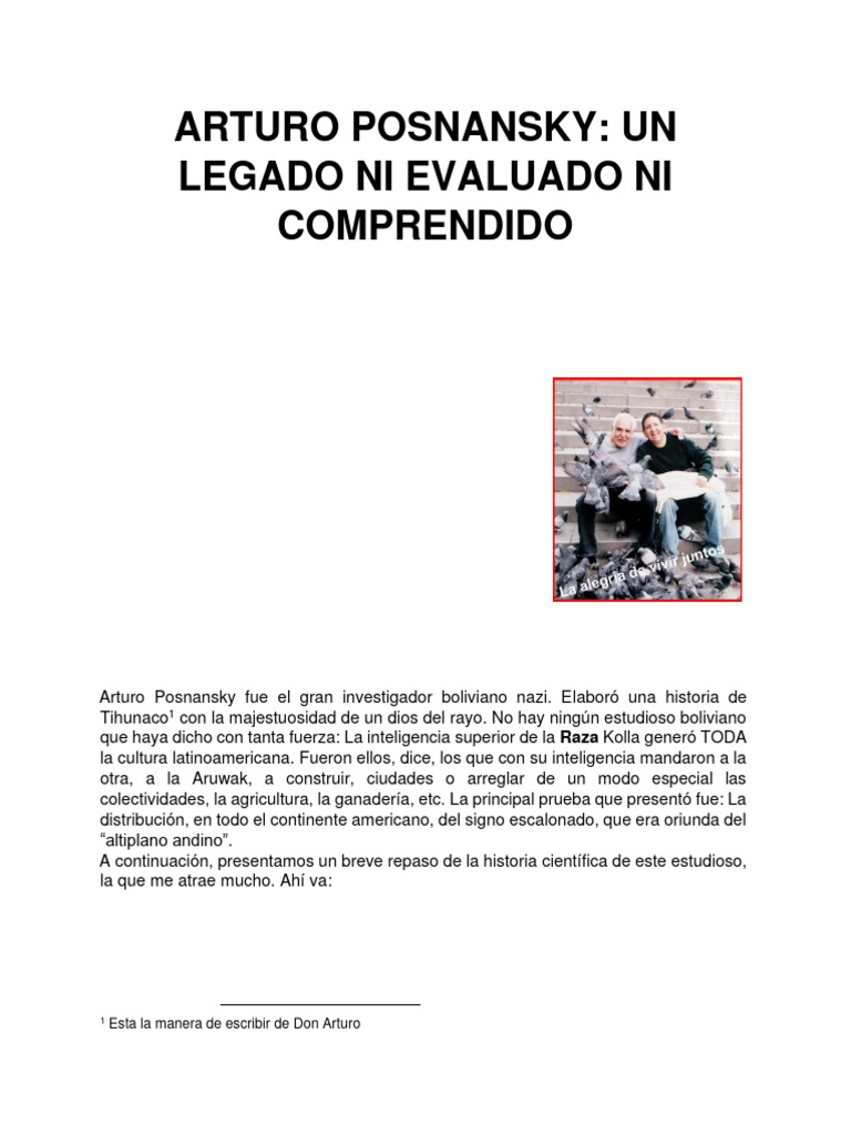Análisis de La Obra de Arturo Posnansky | PDF | Eugenesia | Racismo