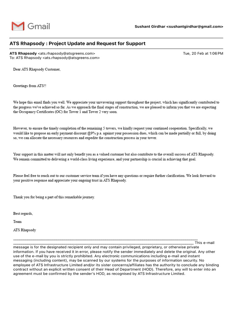 ATS Rhapsody Project Update & Support Request | PDF | Communication
