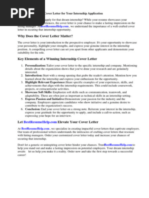 Cover Letter Internship Master Student