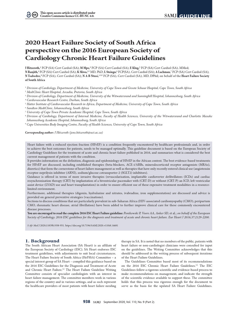 HeFSSA Chronic Heart Failure Guideline and Algorithm 2020 SAMJ 1 | PDF