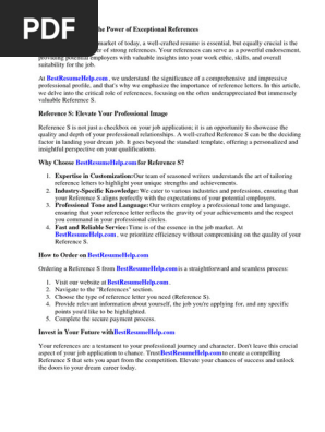 Reference Sheet for Resume