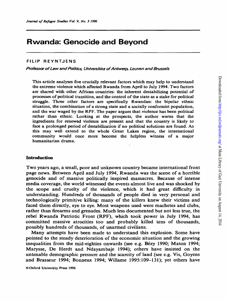 Filip Reyntjens | PDF | Hutu | Tutsi