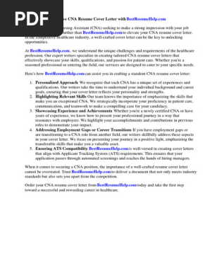 Cna Resume Cover Letter
