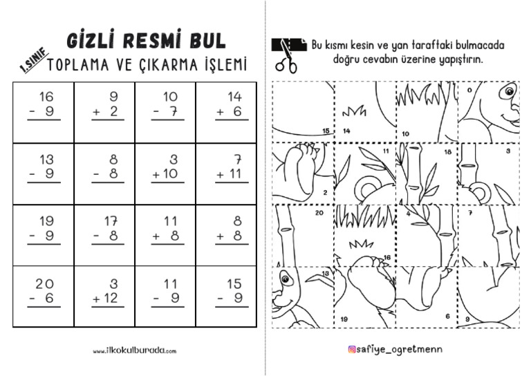 1 Sinif Toplama Cikarma Gizli Resmi Bul | PDF