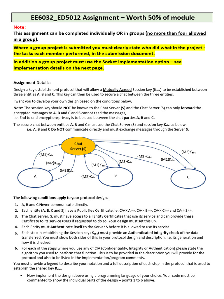 Key Establishment Protocol for Secure Chat | PDF | Network Socket ...