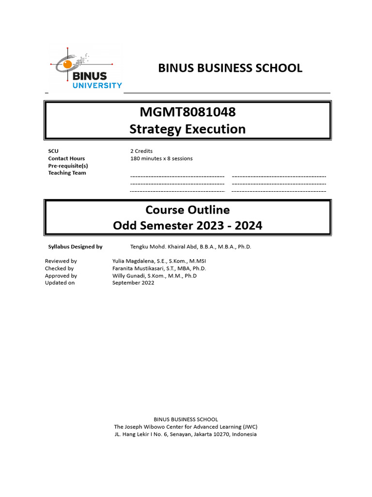 Strategy Execution Course Overview | PDF | Plagiarism | Academic Dishonesty