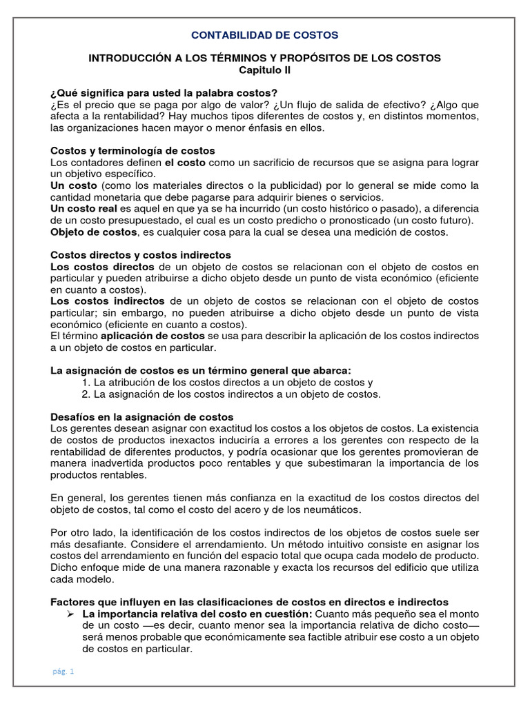 Introducción a la Contabilidad de Costos | PDF | Costo | Contabilidad ...
