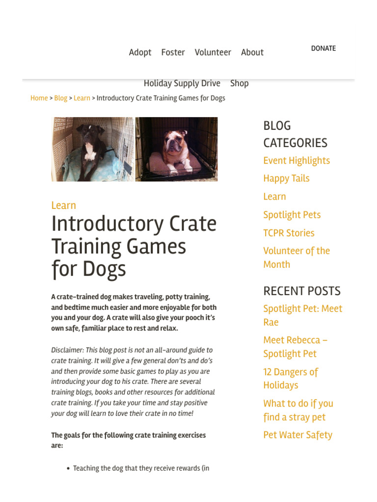 Visual Reference: Intro Crate Games To Teach Crate Pdf Dogs